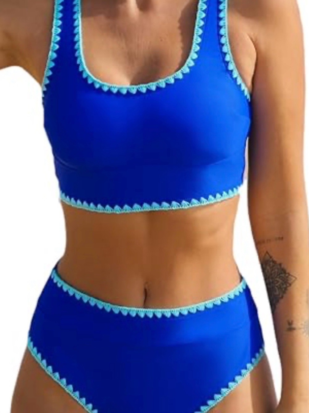 Cupshe Royal Blue Bikini with Mint Trim